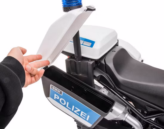 Nuova BMW F850 GS giocattolo da giro in moto per bambini con licenza, luce della polizia e scatola portaoggetti